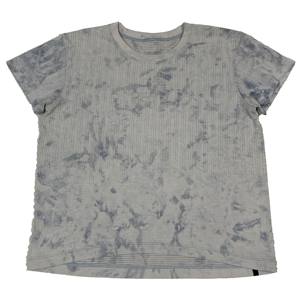 lululemon Train to Be Short Sleeve Tee White Tie Dye Camo Crop Shirt M